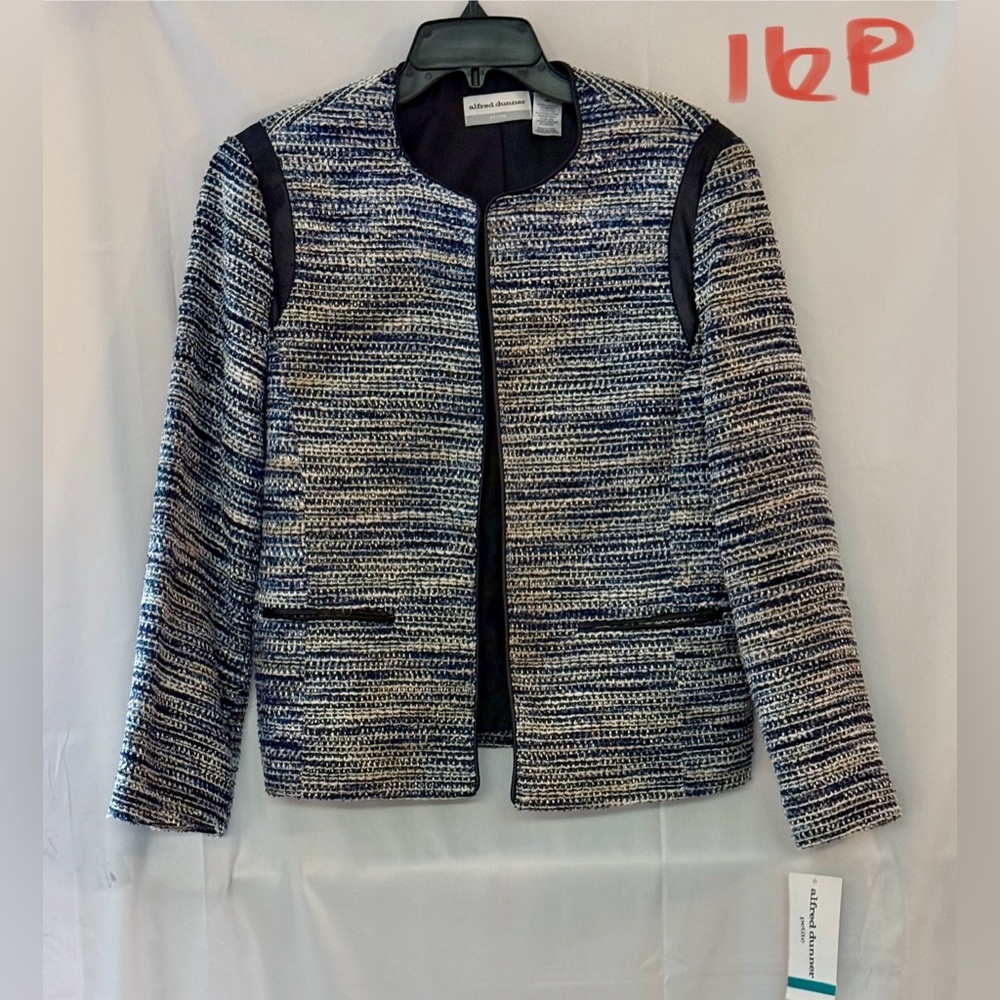 Alfred Dunner Black and White Patterned Blazer